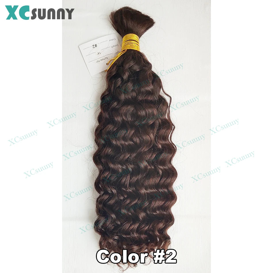 4 27 Braiding Hair Bulk Human Hair For Braiding Color 4 30 Deep Curly Human Hair For Boho Braids Double Drawn Bundles No Weft