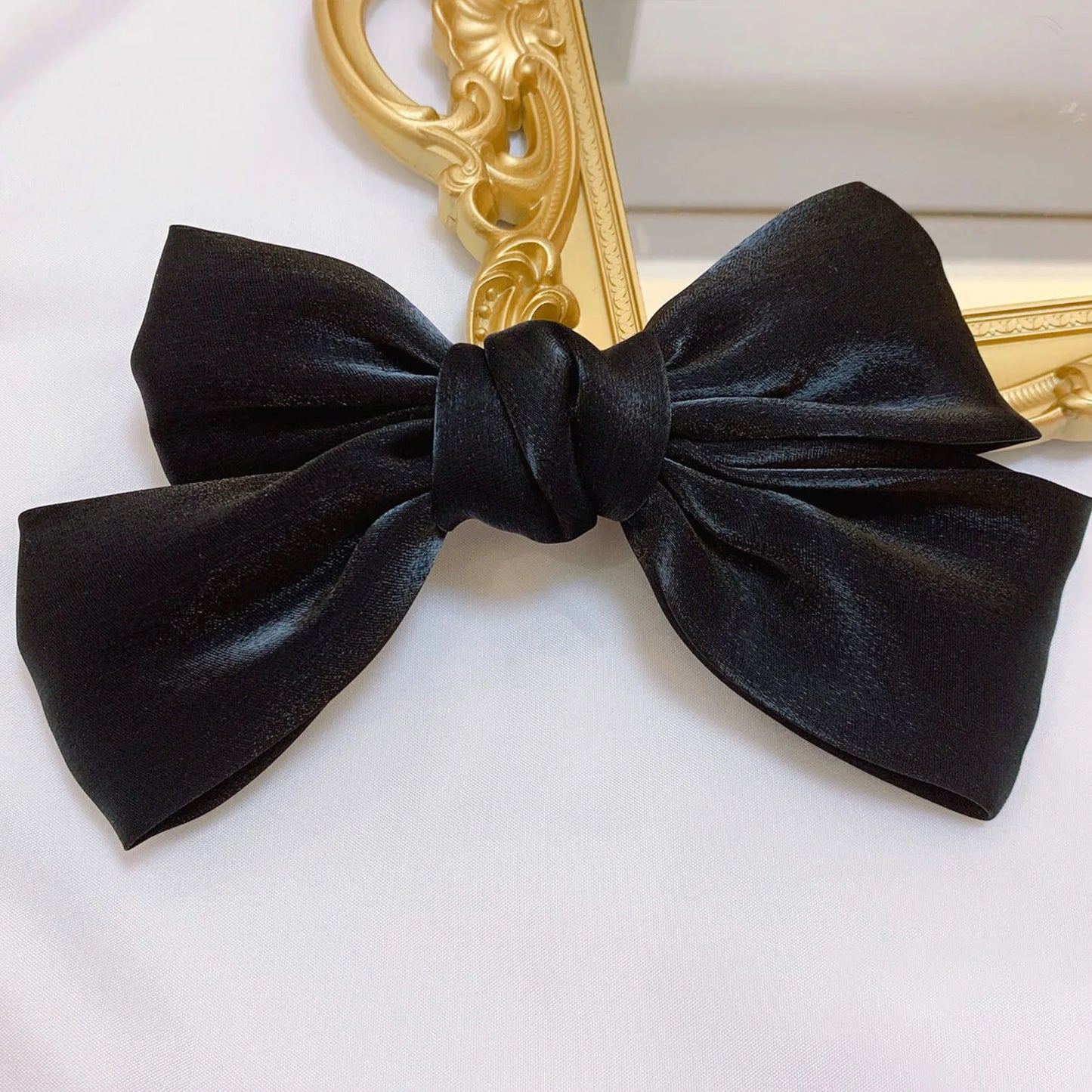 Glossy Bowknot Hair Clip Pearlized Baroque French Barrette Elegant Hairpin for Women Bridal Wedding Xmas Party Hair Accessories