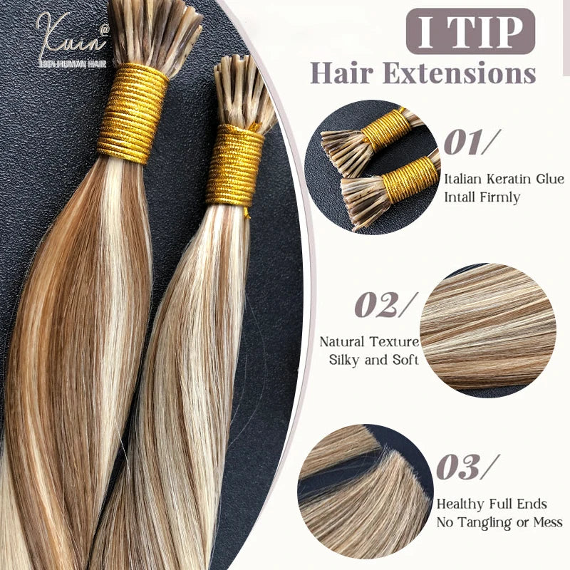 Straight I Tip Hair Extensions 12-26inch Human Hair Remy Fusion Hair Extensions 50pcs/ Set Keratin Capsule Brown Blonde Color