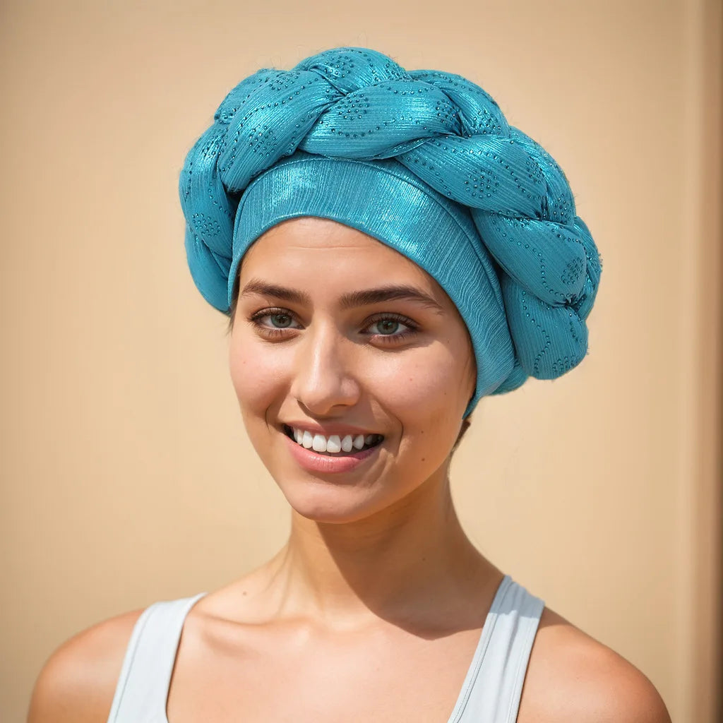 Women for african dresses Party Headwear Accessories Bronzing Fabric lady Headbands Elastic Braids Fashion Bandage Bandana