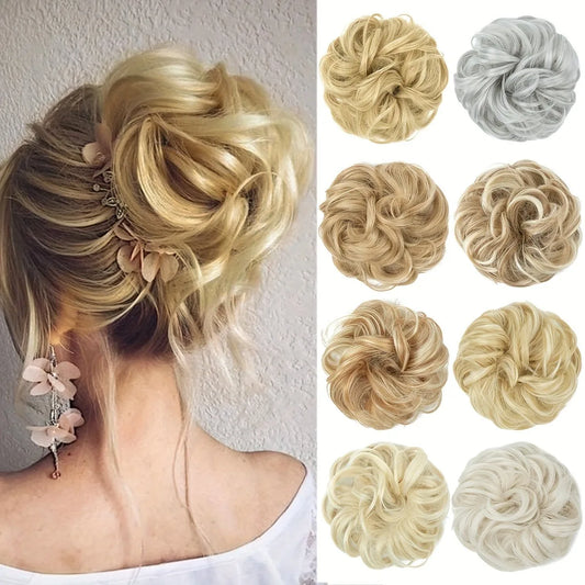 6 inch elegant bun hair extensions for women, synthetic high temperature fibers, natural look, durable elastic band, multiple co