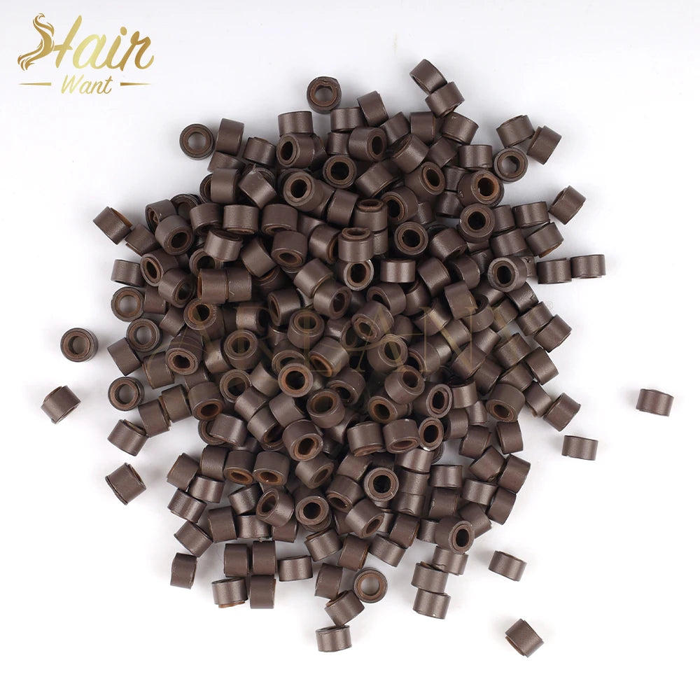 Hair Want 1000Pcs Micro Beads Hair Extension Tool  Silicone Beads Microlink for Feather Extension I tip Human Hair Extensions