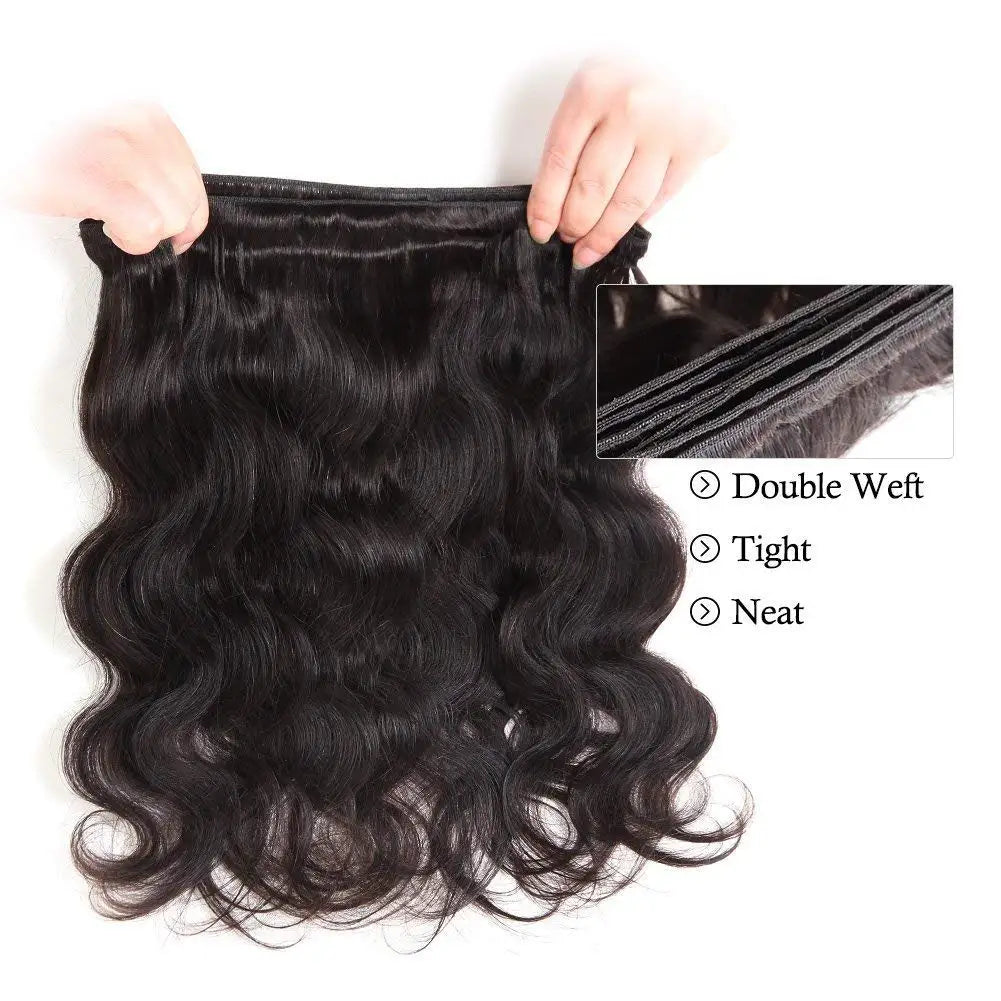 Body Wave Bundles Human Hair Brazilian Virgin Hair Loose Body Wave Extensions Unprocessed Human Hair Wavy Bundles Natural Black