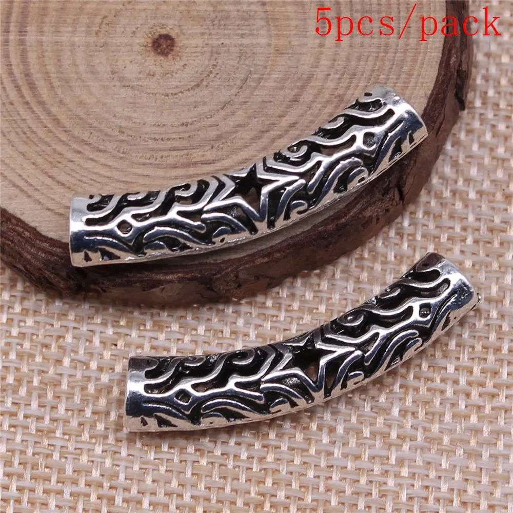 African Hair Braid Tube Metal Hollow Hair Dread Bead Dreadlock Cuffs Charms For Jewelry Making DIY Pendants For Gift Bulk