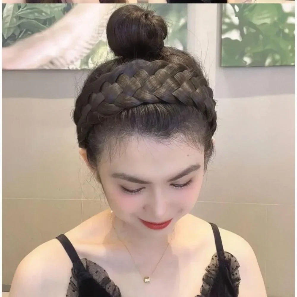 Synthetic Wig Braided Headband Five-strand Braided Wide-brimmed Hairband Handmade Head Hoop Hair Bands Women's Hair Accessories