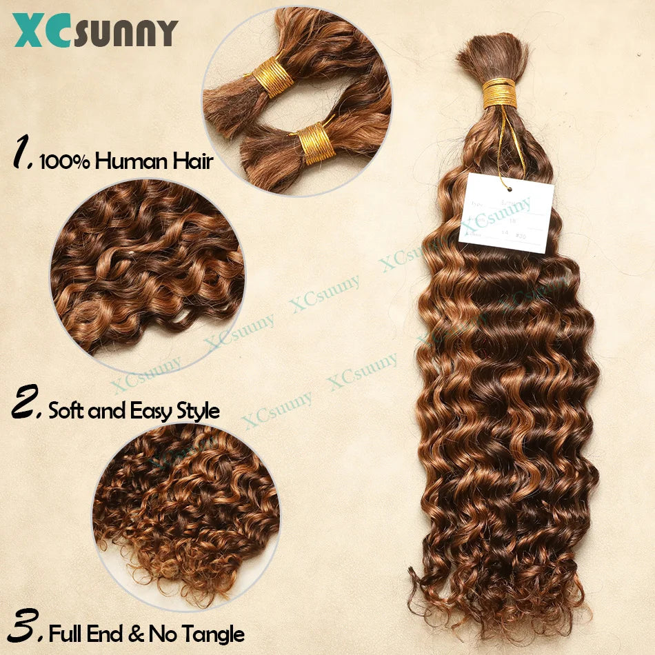Bulk Human Hair For Braiding 4 30 Bulk Curly Human Hair For Boho Braids Double Drawn Bundles Wholesale