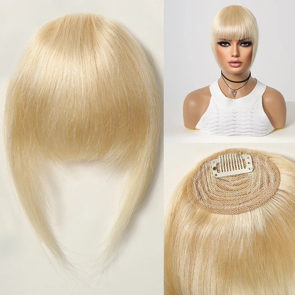 Human Hair Fringe Bangs Natural Black Remy Human Hair Bangs Full Hair Bangs Extensions Clips in Hairpieces for Women Daily Use