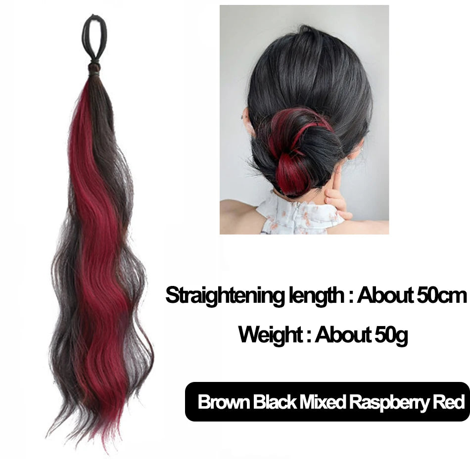 50cm Synthetic Self-Winding Ball Head Wig Hair Bundle Female Hightlight DIY Bun Hair Bundle To Increase Hair Volume Bud Hair Bun