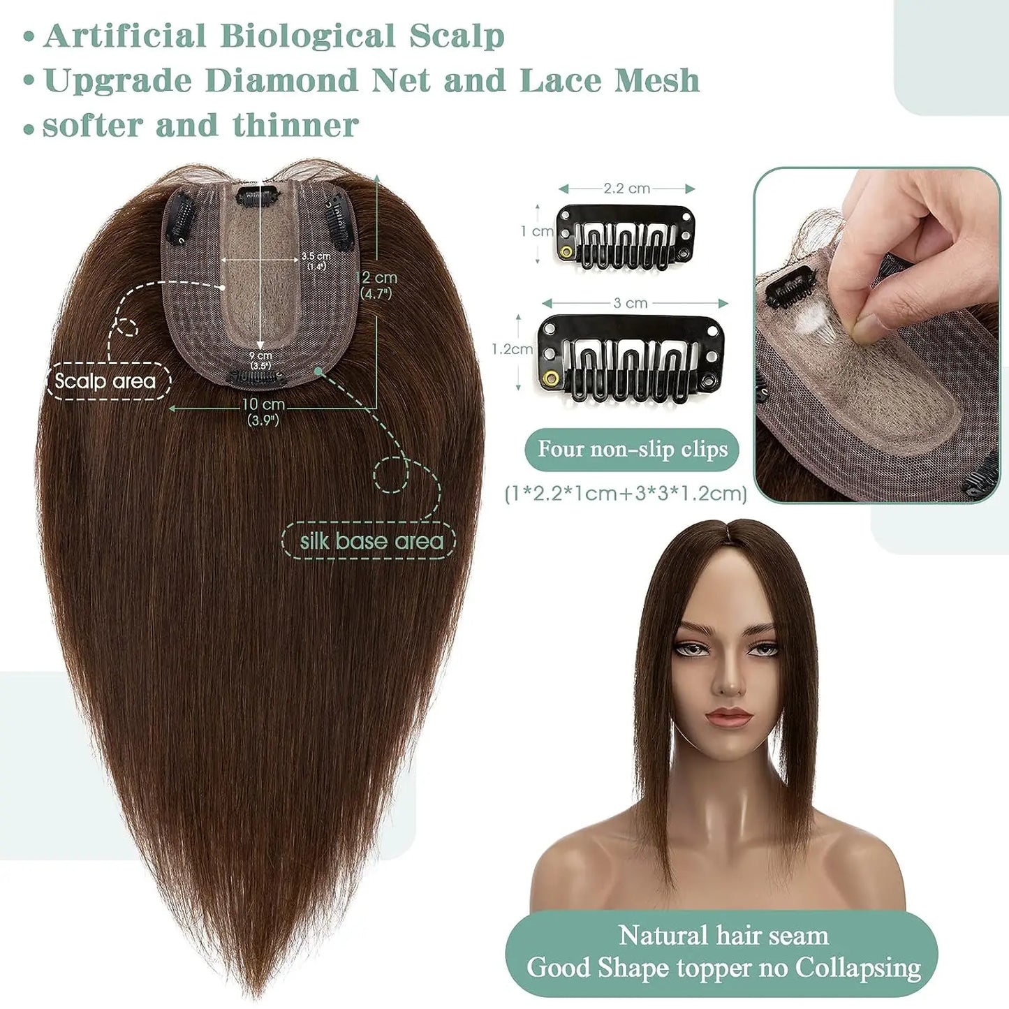 Women Toupee Straight Human Hair Extensions Silk Top Machine Made Toupee Indian Human Hair Replacements Clip in Hair Extensions