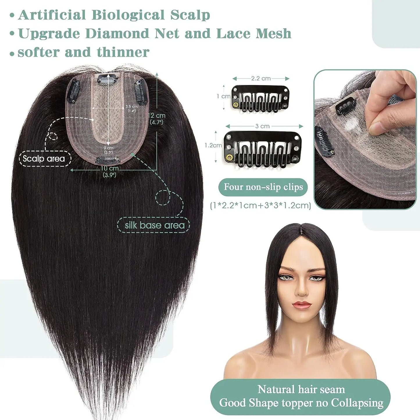 Women Toupee Straight Human Hair Extensions Silk Top Machine Made Toupee Indian Human Hair Replacements Clip in Hair Extensions