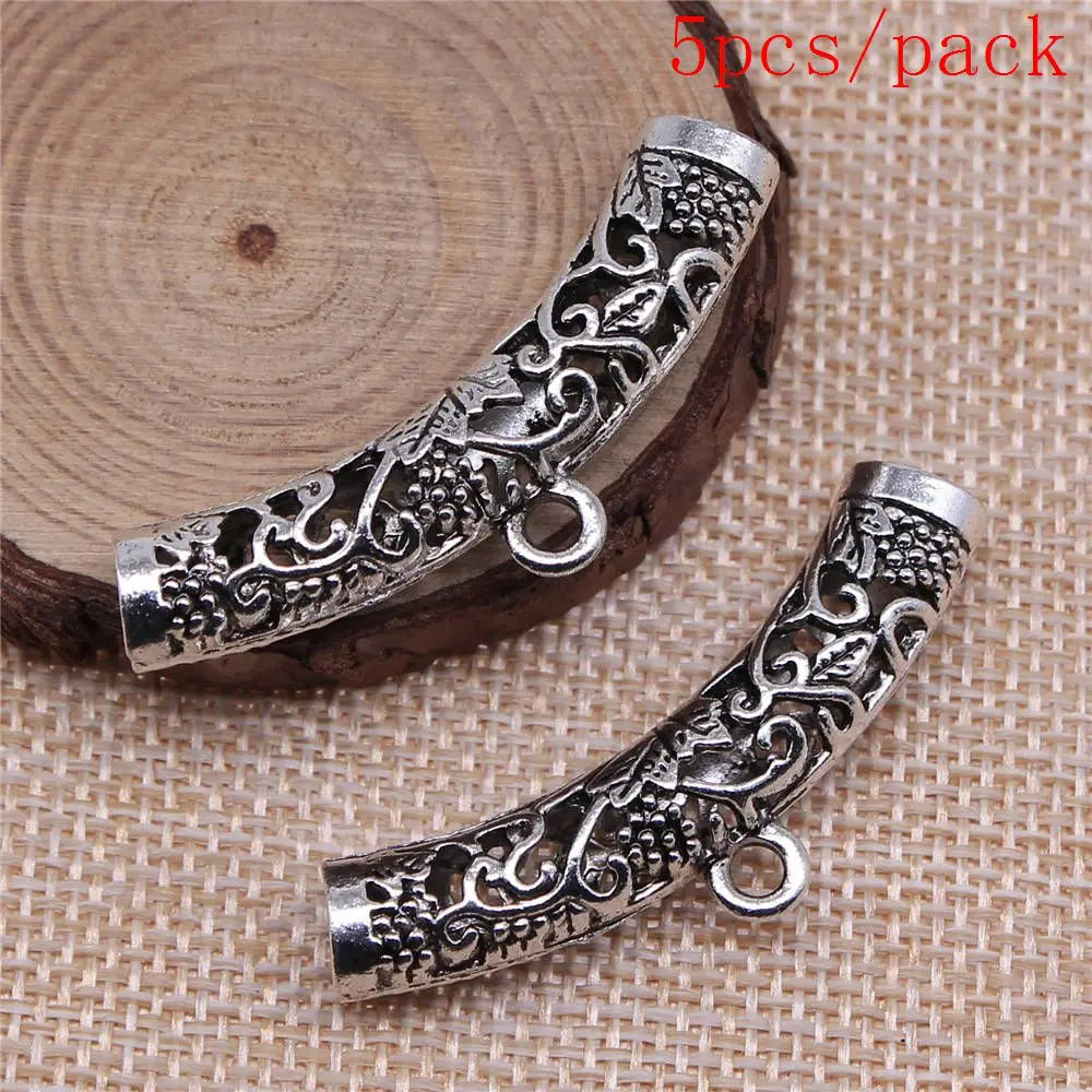 African Hair Braid Tube Metal Hollow Hair Dread Bead Dreadlock Cuffs Charms For Jewelry Making DIY Pendants For Gift Bulk