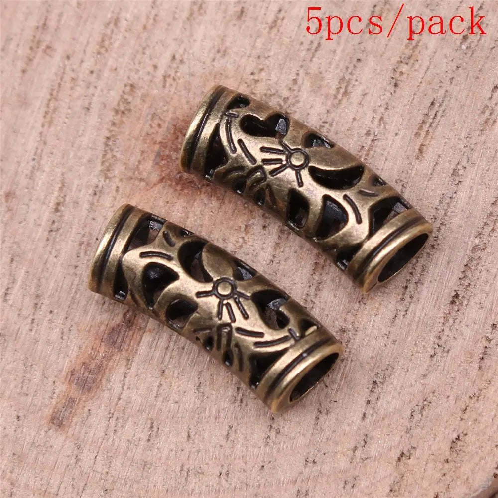 African Hair Braid Tube Metal Hollow Hair Dread Bead Dreadlock Cuffs Charms For Jewelry Making DIY Pendants For Gift Bulk