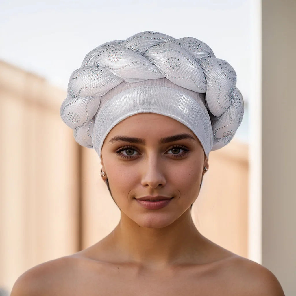 Women for african dresses Party Headwear Accessories Bronzing Fabric lady Headbands Elastic Braids Fashion Bandage Bandana