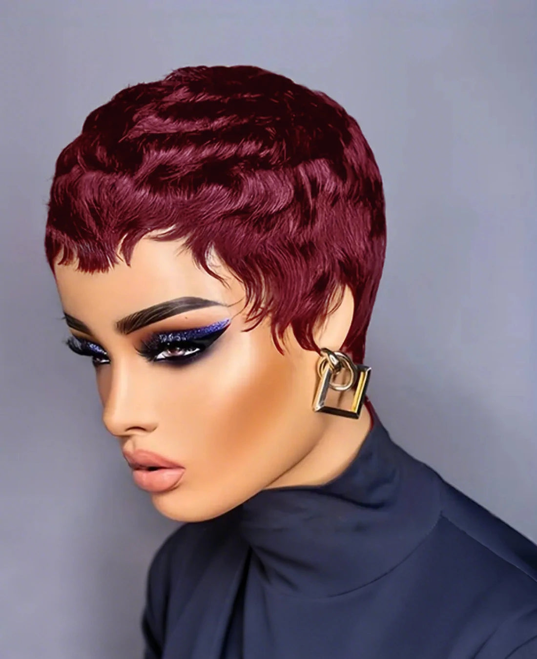 Short Pixie Cut Wig Human Hair Wigs Colored Full Machine Made 100% Brazilian Remy  Hair Wig for Women