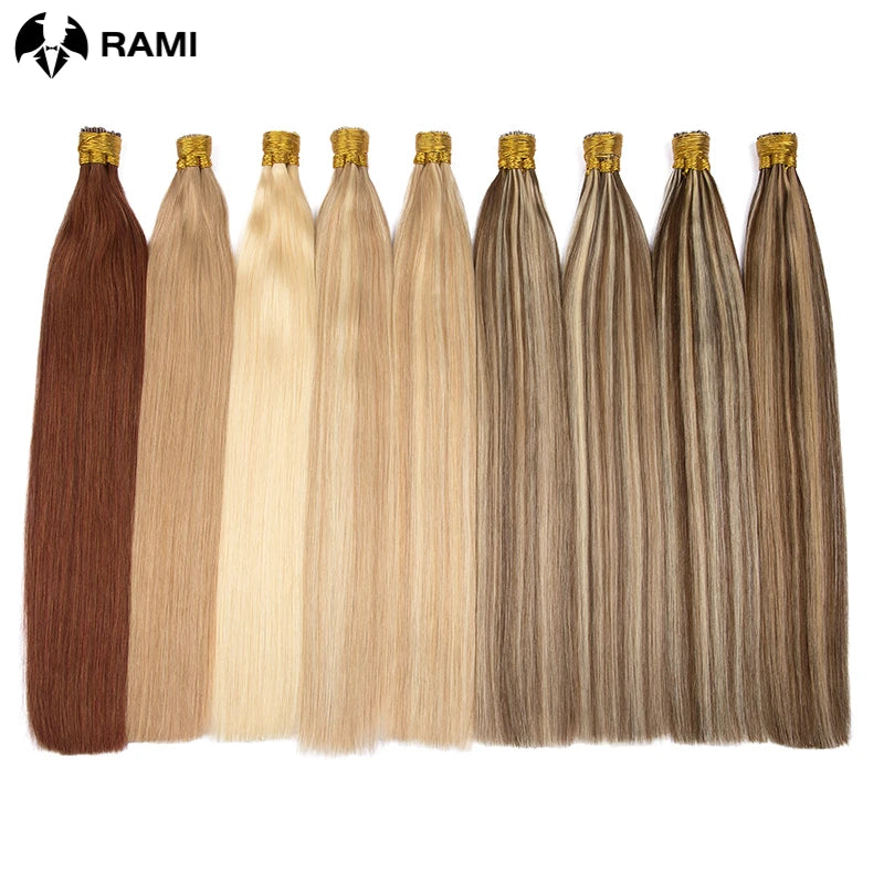 Human Hair Extensions 1.2cm Keratin Natural Straight Hair Extension I Tip Hair Pre Bonded Stick Tip Micro Ring Beans Women Hair