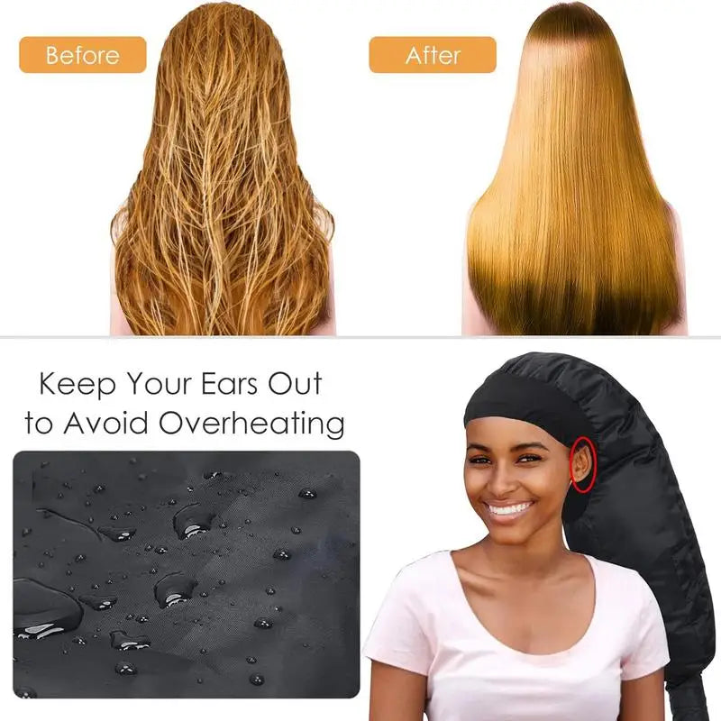 Hair Dryer Bonnet Hooded Hair Styling Blow Dryer Bonnet Dryer Hat Attachment For Long Hair Curly Hair Braids And High-Volume