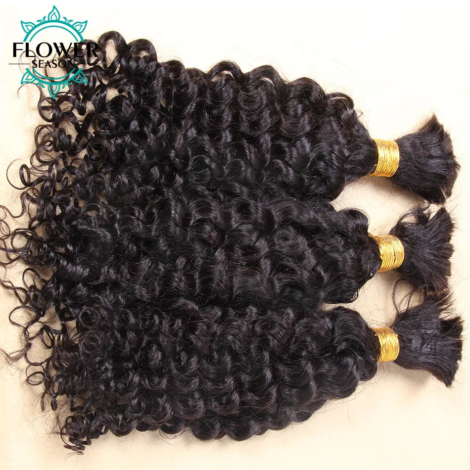 Burmese Boho Braids, Double Drawn Curly Hair Bulk -3Bundles