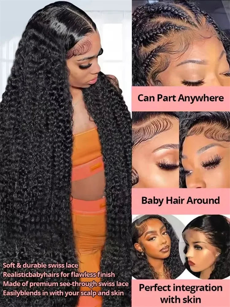 300% Density 13x6 360 Full Loose Deep Wave Hd Lace Frontal Wig 40 46Inch Curly Human Hair Lace Front Wigs Brazilian For Women