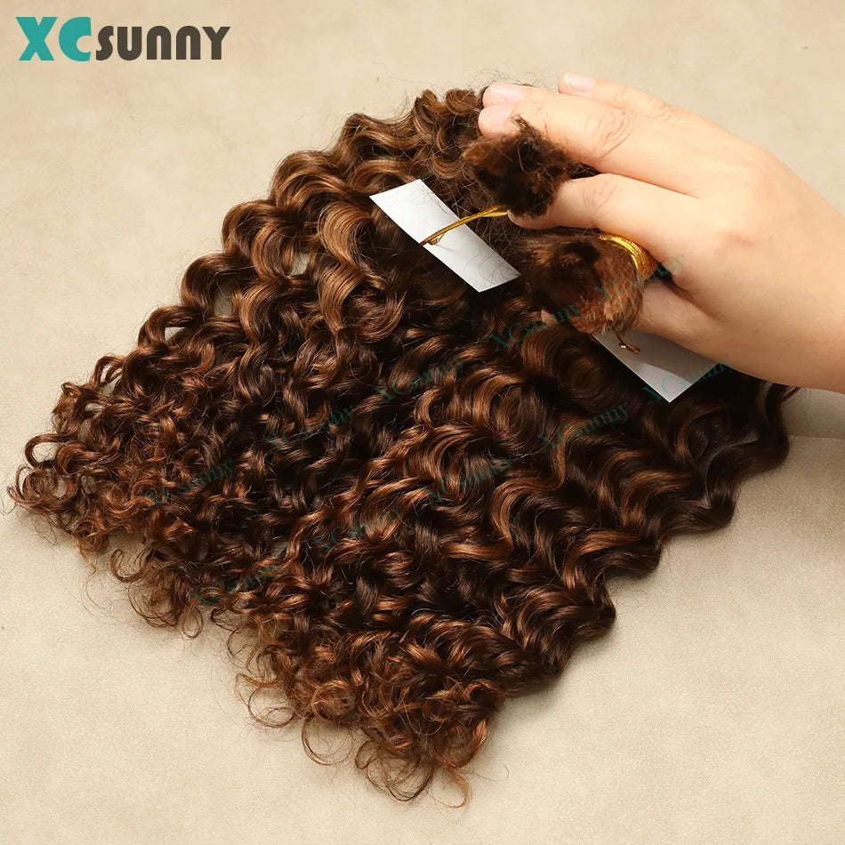 Bulk Human Hair For Braiding 4 30 Bulk Curly Human Hair For Boho Braids Double Drawn Bundles Wholesale