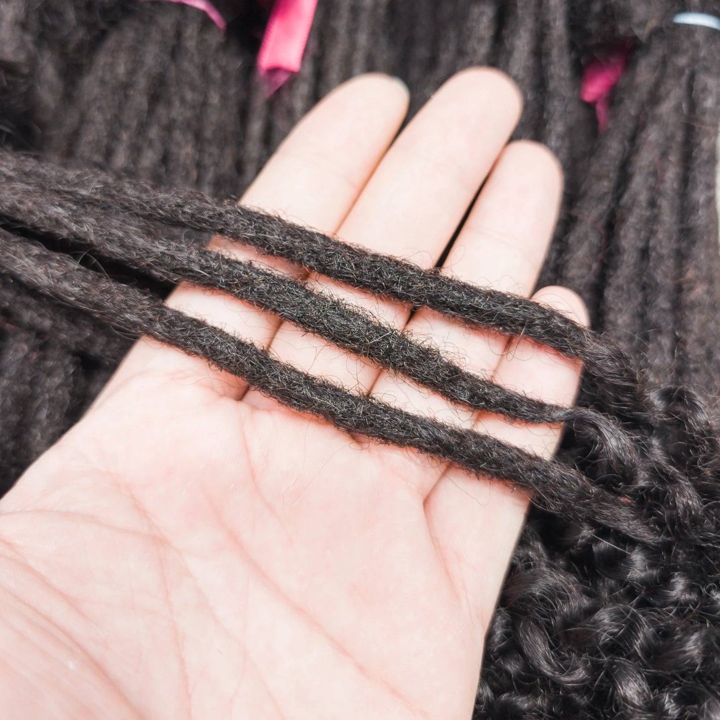 Natural Human Hair Dreadlock Extensions with Curly Ends 8-12 Inch Handmade Curled Tail Locks Extension for Women Men 10 Strands