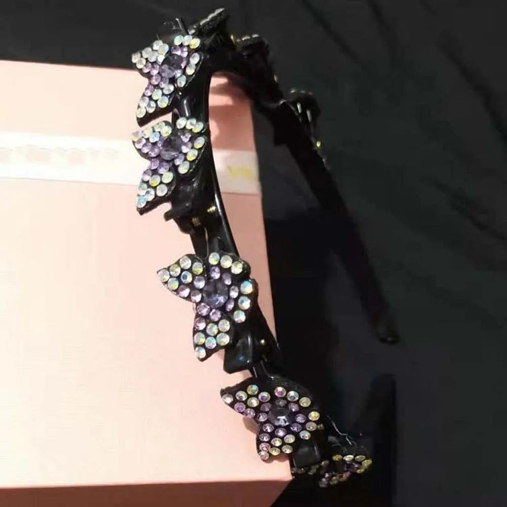 Hair Accessories Elegant Hair Bands with Clips Shiny Sweet Women Butterfly Hair Hoop Hair Weaving Tool Headwear Hairband Gifts