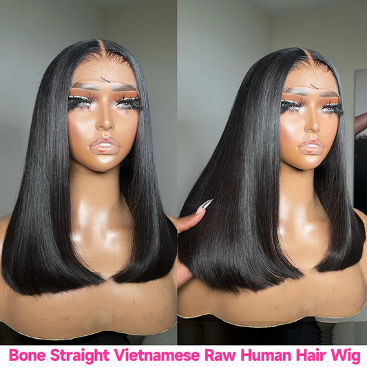 250 280 Density Bone Straight Human Hair Wigs 13x4 Hd Lace Front Wig Super Double Drawn Raw Vietnamese Human Hair Wigs For Women