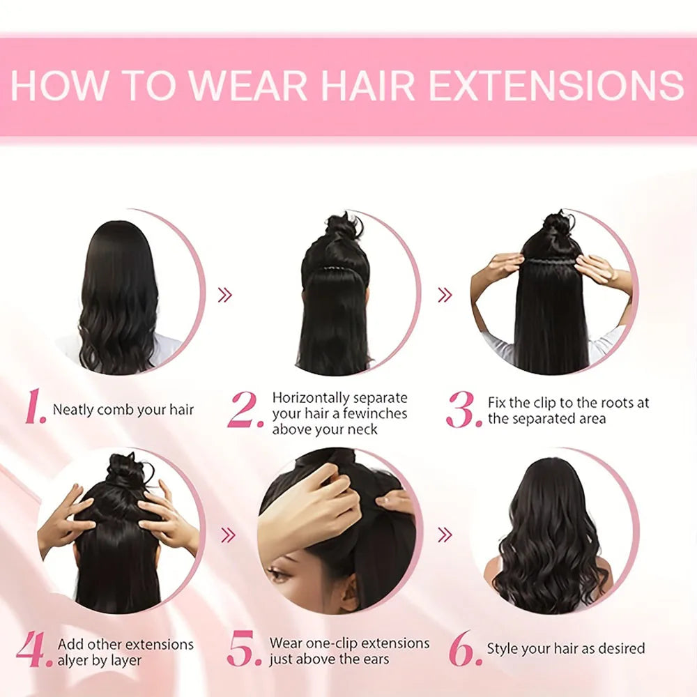 Red Color 8 Pcs Straight Clip-In Human Hair Extensions 8-24 Inch 100% Unprocessed Brazilian Remy Virgin Hair For Women