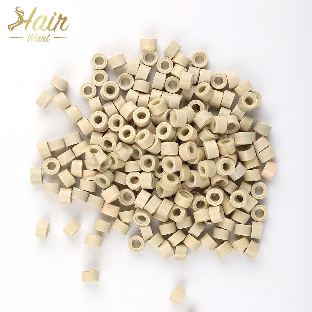 Hair Want 1000Pcs Micro Beads Hair Extension Tool  Silicone Beads Microlink for Feather Extension I tip Human Hair Extensions