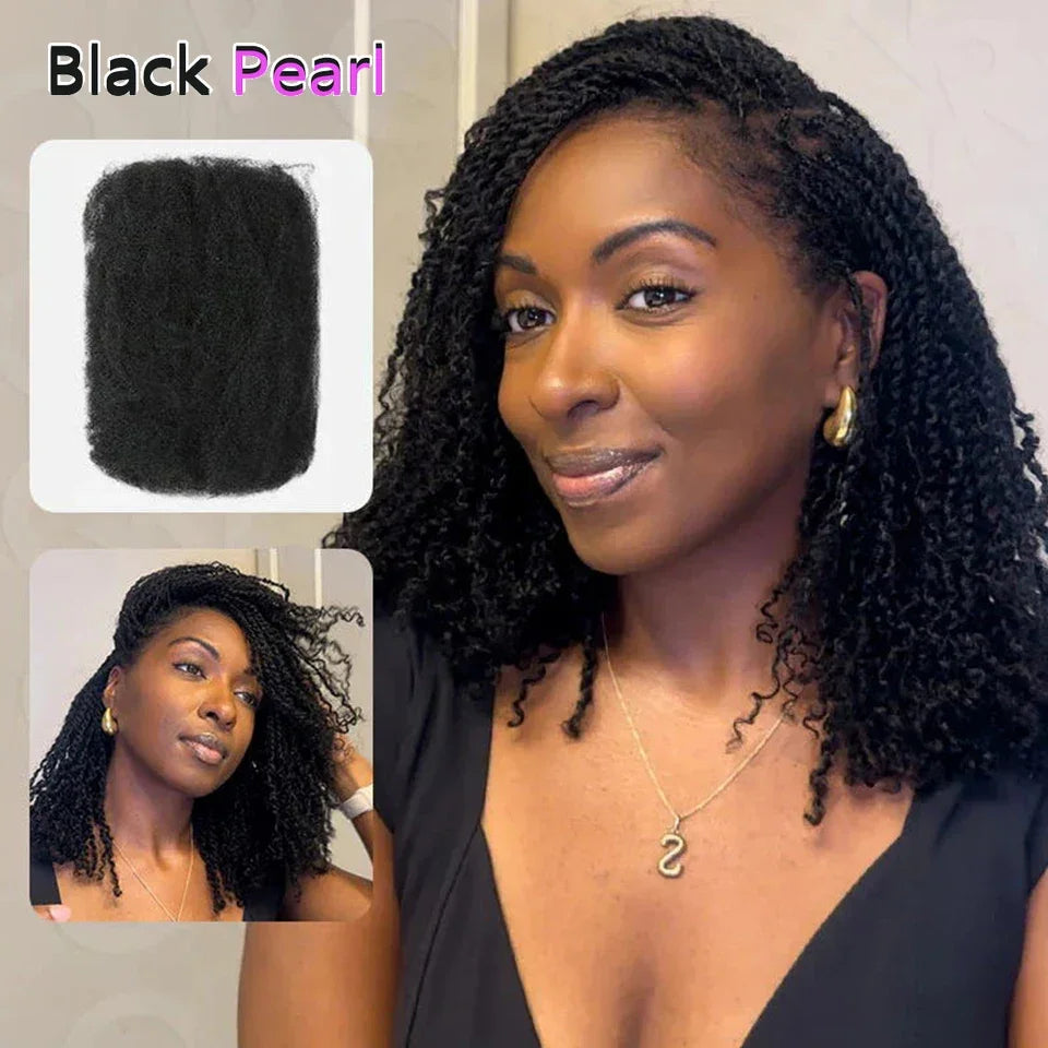 Salt Grey Afro Kinky Bulk Human Hair Extensions Natural Black/Brown/Grey - Lightweight for Braiding, Styling & Everyday Wear