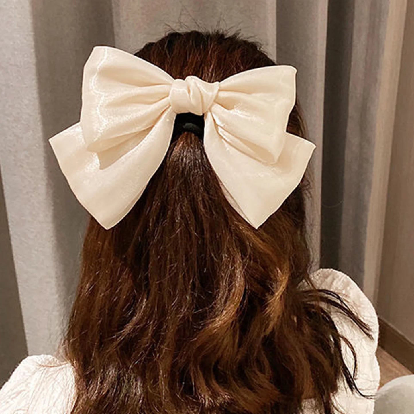 Glossy Bowknot Hair Clip Pearlized Baroque French Barrette Elegant Hairpin for Women Bridal Wedding Xmas Party Hair Accessories