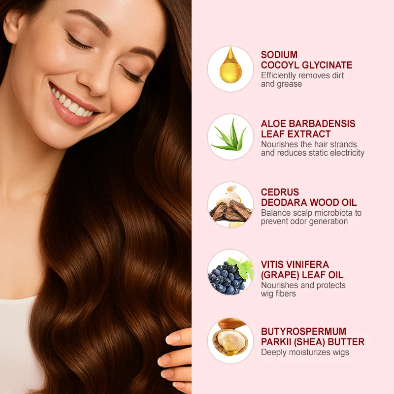 PURC Wig Fragrance Mousse Smoothing Shiny Hair Serum Oil Control Deep Cleansing Professional Wig Hair Care Products 155ml