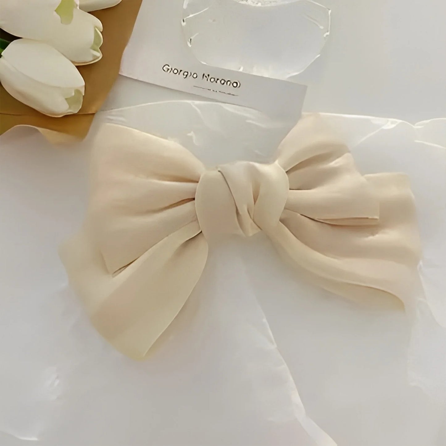 Glossy Bowknot Hair Clip Pearlized Baroque French Barrette Elegant Hairpin for Women Bridal Wedding Xmas Party Hair Accessories