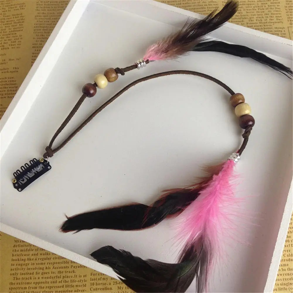Bohemian Feather Hairband Women's Festive Masquerade Carnival Hippies Costume Indian Prom Gypsy Long Tassel Hair Accessories