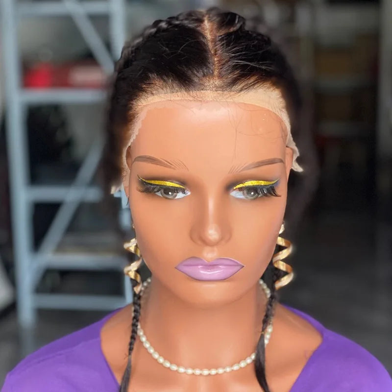 High Quality 10-20 Inch Ear To Ear Braided Hairpiece Bleached Knot Full 13x4 Lace Frontal Human Hair Extension Easy To Wear