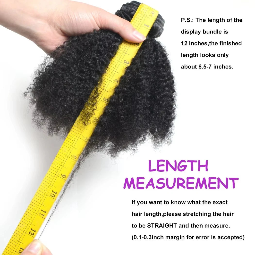 Afro Kinky Curly Human Hair Brazilian Virgin 100% Human Hair Extensions Natural Color Weave 1/3/4 Bundles Double Weft Extensions