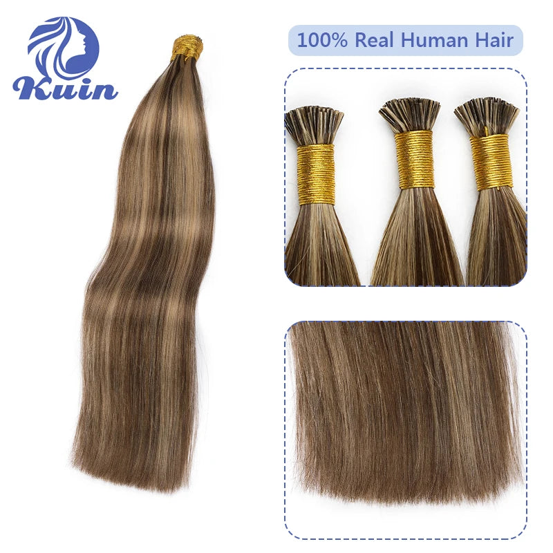 Straight I Tip Human Hair Extensions Real Human Hair Natural Fushion Hair Custom I Tip Keratin Human Hair Extensions Ombre Color