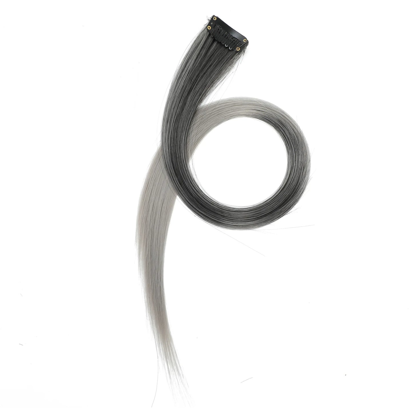 Colored Clip in Hair Extensions 22 Inch Straight Syntactic Pink Color Hairpiece Rainbow Party Highlights for Women Girls Kids