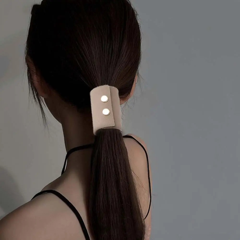 Accessories Girl's Headwear Hair Wrap Hairpins Korean Style Hair Cuff Ponytail Holder PU Leather Hair Band Women's hair clips