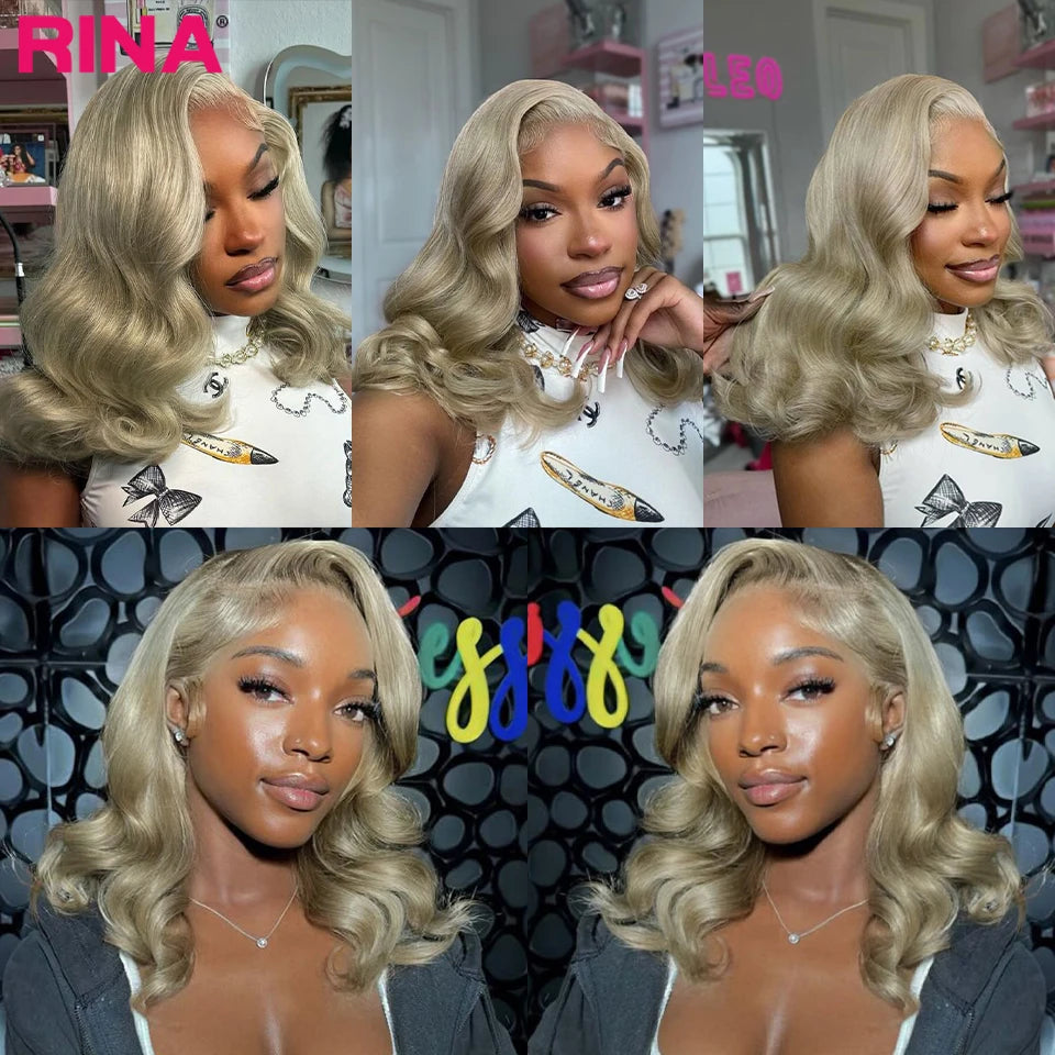 Ash Blonde Pre Plucked Lace Front Bob Wig 180 Density 13x4 Lace Frontal Short Bob Wig Transparent Lace Body Wave Human Hair wig