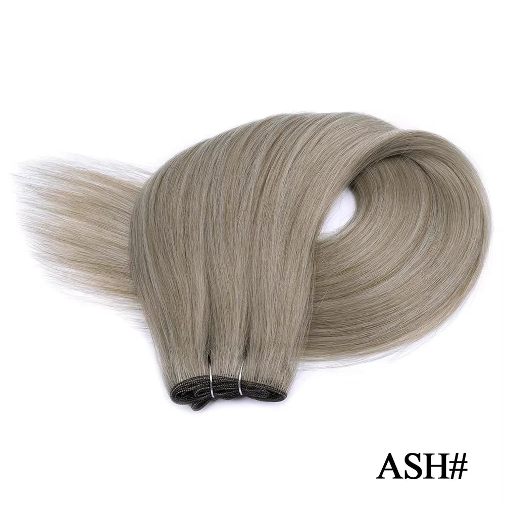 Straight Hair Extensions Synthetic Smooth Ombre Hair Weaving 26 inches brown Synthetic Straight Hair Bundles Full To End