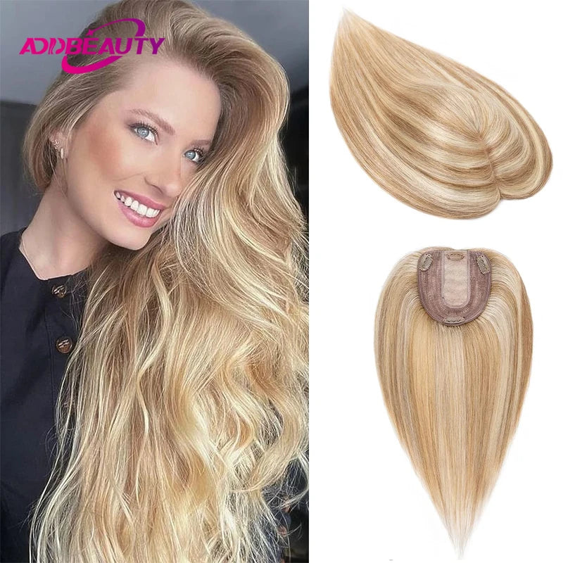 Women Toupee Straight Human Hair Extensions Silk Top Machine Made Toupee Indian Human Hair Replacements Clip in Hair Extensions