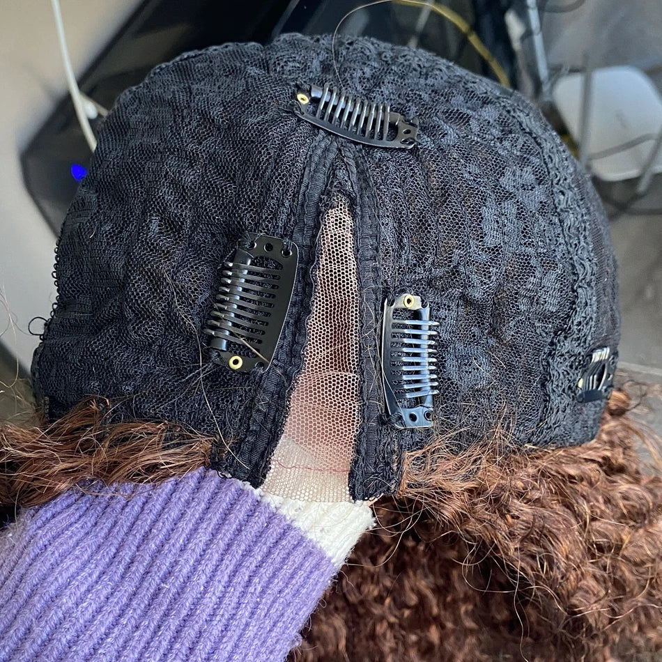 Ash Brown Hightlight 1x4 Size U Part Wig Human Hair for Women With Body Curls Glueless V Part Wig Easy Wear European Hair