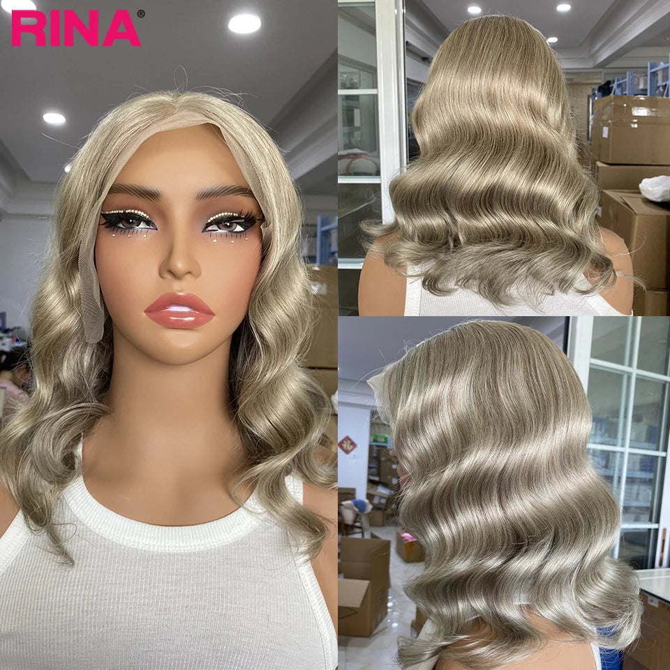 Ash Blonde Pre Plucked Lace Front Bob Wig 180 Density 13x4 Lace Frontal Short Bob Wig Transparent Lace Body Wave Human Hair wig