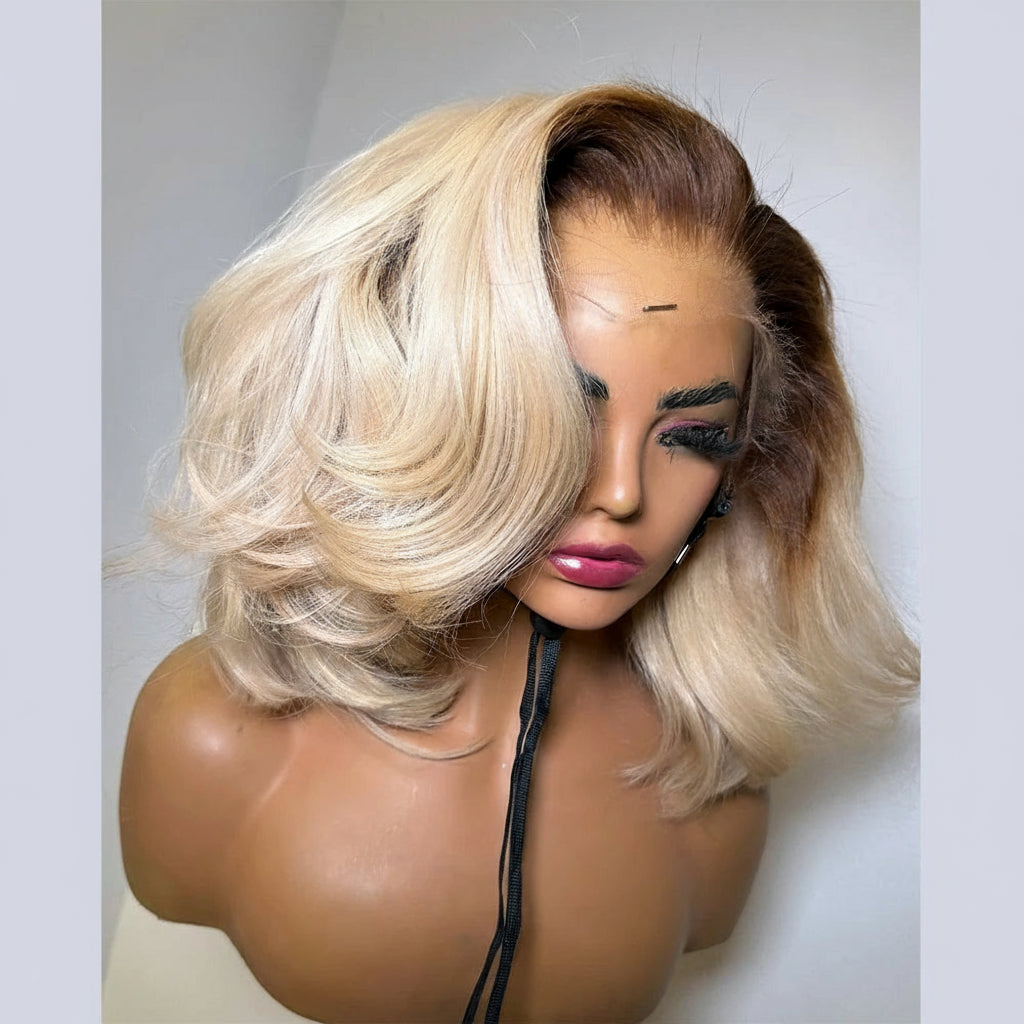 #4/613 Blonde Short Bob Human Hair Wigs For Women 13x6 Lace Wig Human Hair 13x4 Transparent Lace Wig Ombre Honey Blonde Wig 200%