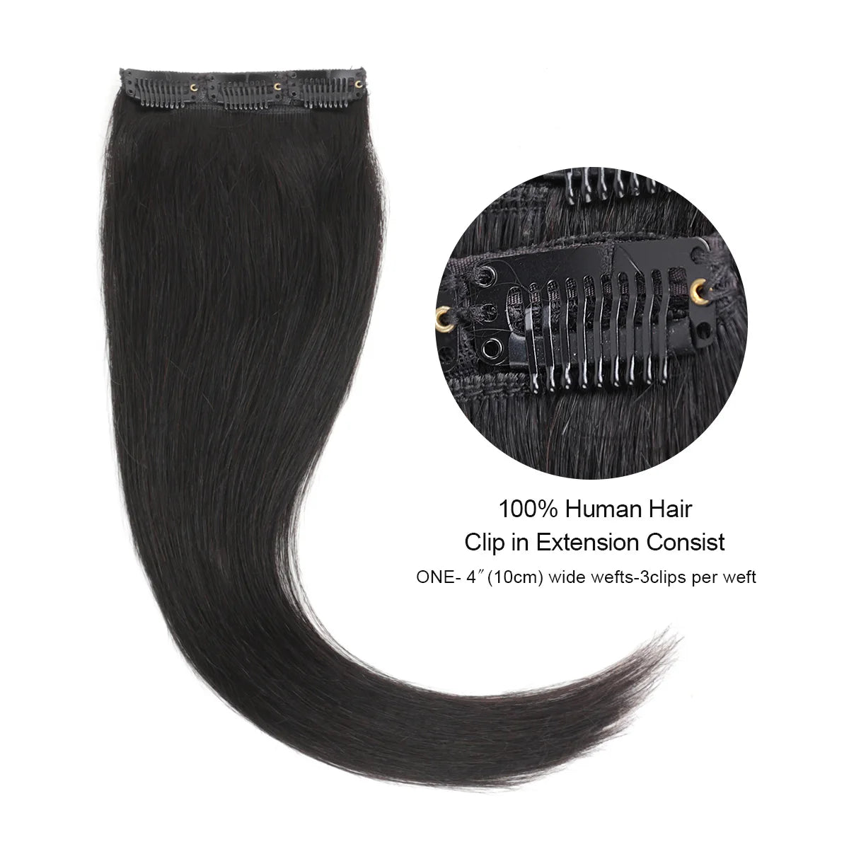 Clip in Hair Extensions Human Hair 90g Full Head Clip ins Natural Human Hair Extensions Clip-on hair