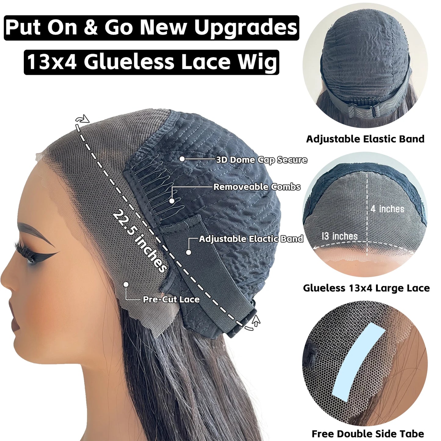 Glueless Wear And Go Lace Frontal Human Hair Wig Preplucked Blow-Out Looks Wave 13x4 Lace Wig Ombre Brown Highlight Colored Wig