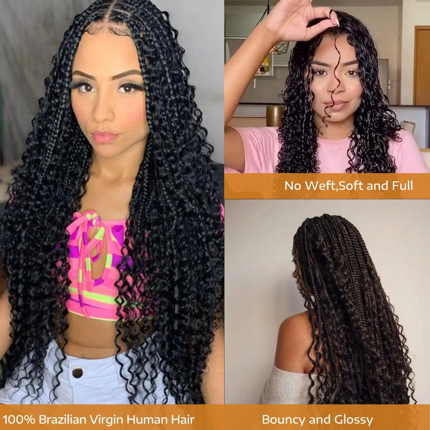 Human Braiding Hair. No Weft Curly Extensions for Boho Braids