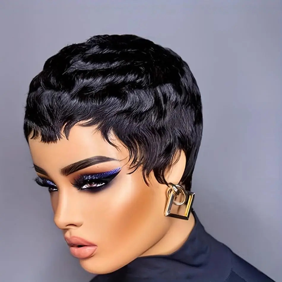 Wigs for Black Women Pixie Cut Human Hair Wigs for Women Daily Use Hair Chic Elegent Synthetic Wigs
