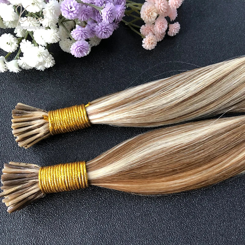 Straight I Tip Hair Extensions 12-26inch Human Hair Remy Fusion Hair Extensions 50pcs/ Set Keratin Capsule Brown Blonde Color