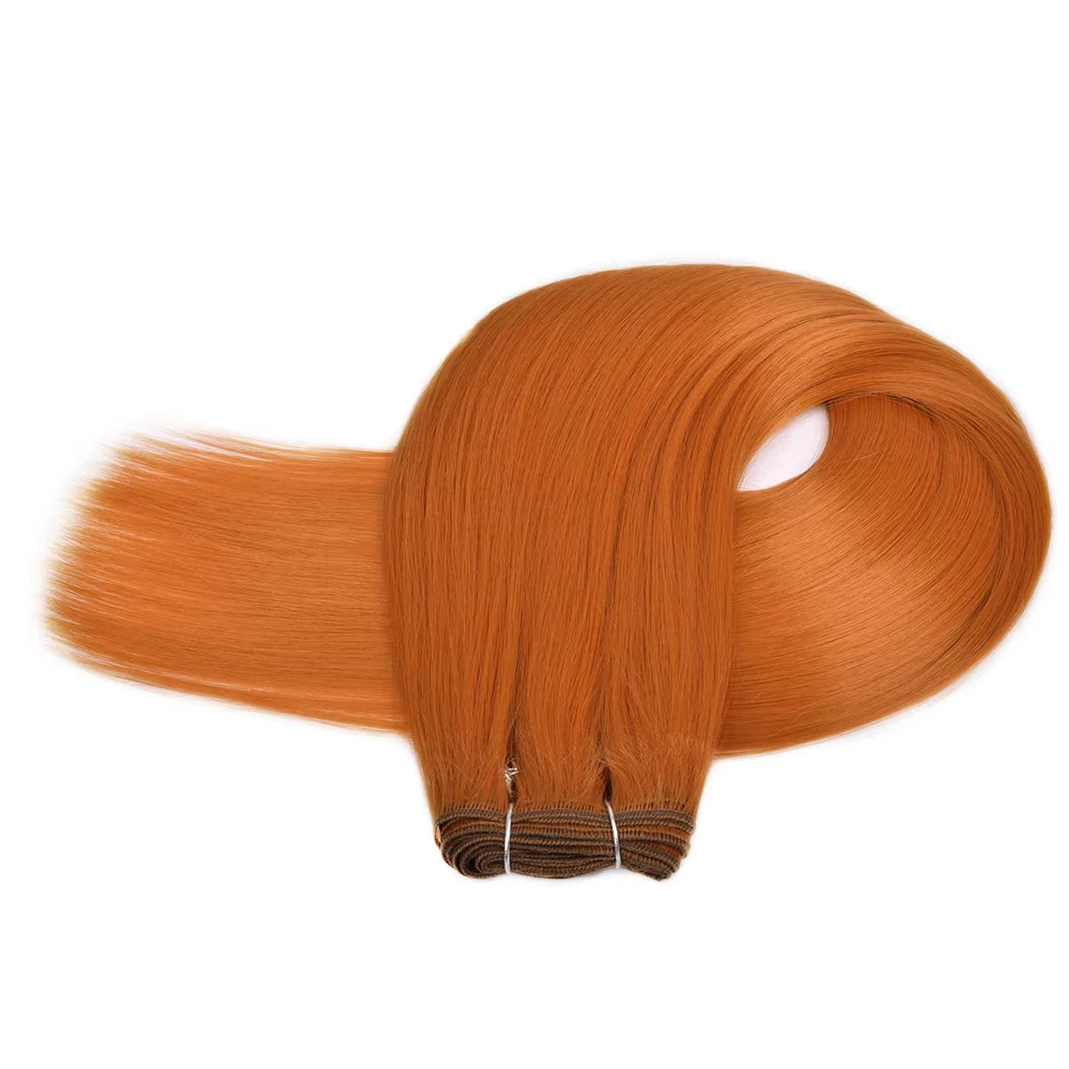 Straight Hair Extensions Synthetic Smooth Ombre Hair Weaving 26 inches brown Synthetic Straight Hair Bundles Full To End